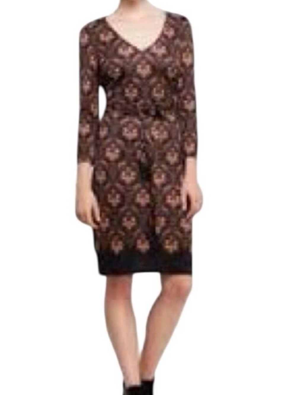 Tory Burch Silk Jersey Long Sleeve Paisley Sheath Dress Medium EUC‎